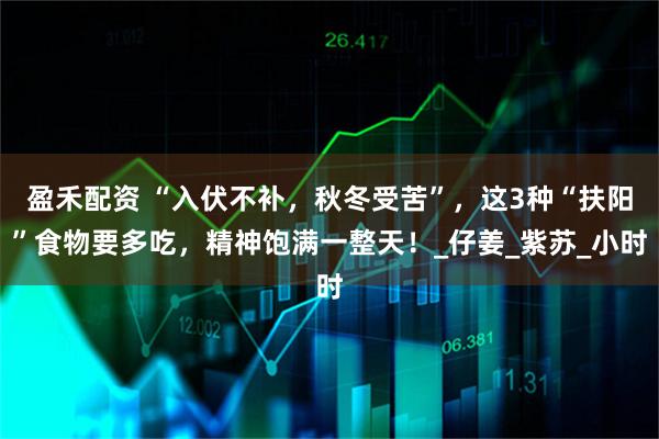 盈禾配资 “入伏不补,秋冬受苦”,这3种“扶阳”食物要多吃,精神饱满一整天!_仔姜_紫苏_小时